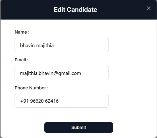 Edit candidate details