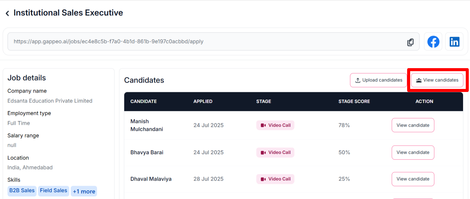 Edit candidate details